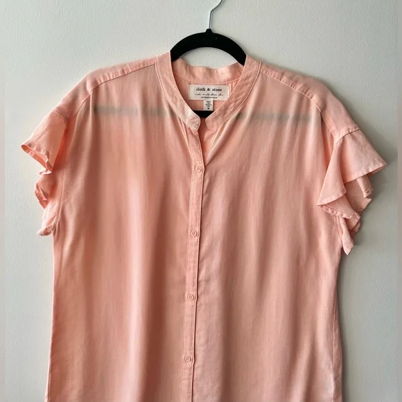 Anthropologie Cloth & Stone Peach Button Down Top - Picture 2 of 5